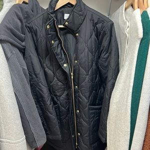 Very good condition JCREW black long quilted jacket